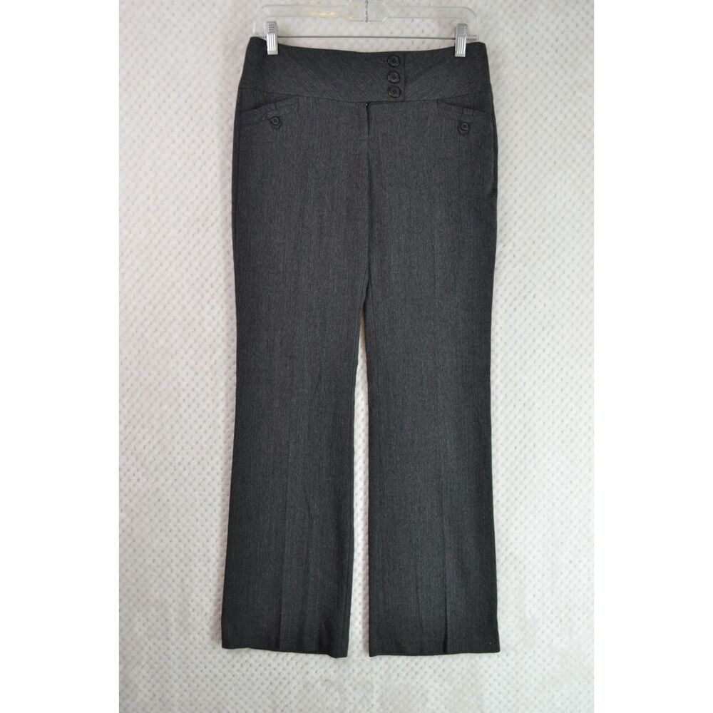 Joe Benbasset Juniors 3 Gray Herringbone Low Rise Boot Cut Dress Pants